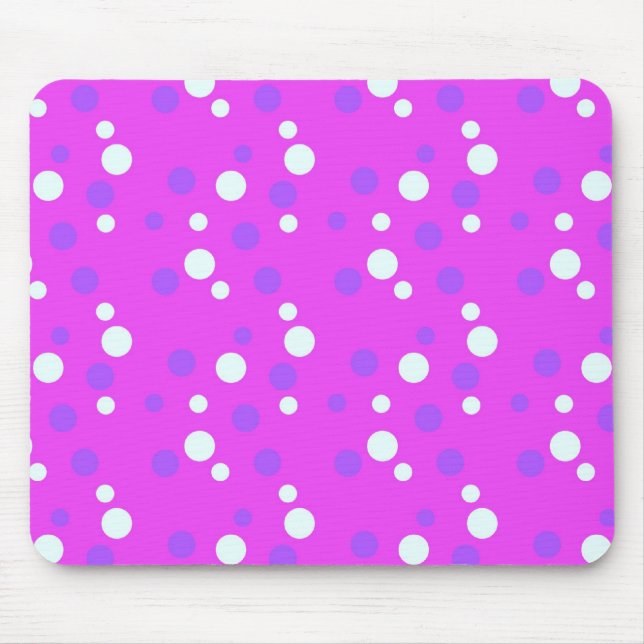 Tapis De Souris points blancs et bleus, rose (Devant)