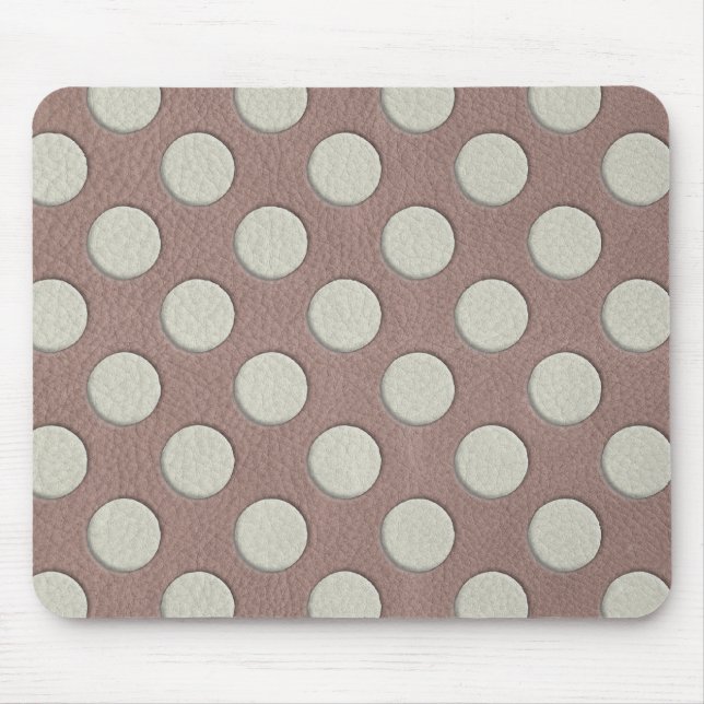 Tapis De Souris Points blancs sur impression cuir taupe (Devant)