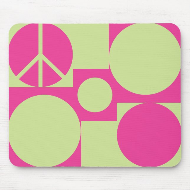 Tapis De Souris Points de paix rose et vert (Devant)