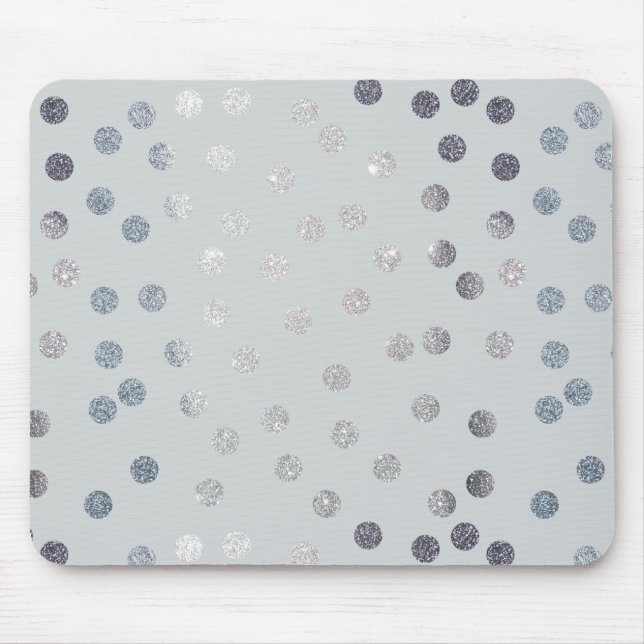 Tapis De Souris Points de Parties scintillant gris pâle et argent  (Devant)
