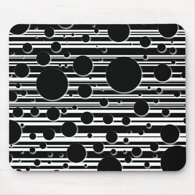 Tapis De Souris Points et rayures noirs et blancs (Devant)