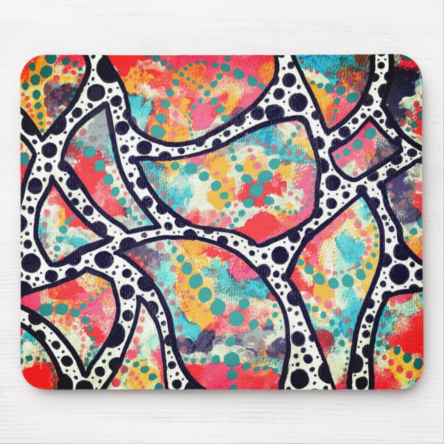 Tapis De Souris Points gais, points et lignes funky (Devant)