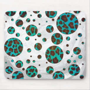 Tapis De Souris Points Leopard Brown et Turquoise PrintPolka