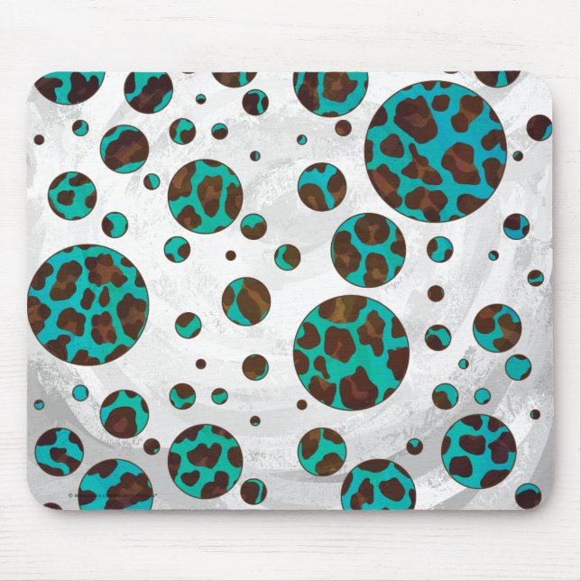 Tapis De Souris Points Leopard Brown et Turquoise PrintPolka (Devant)