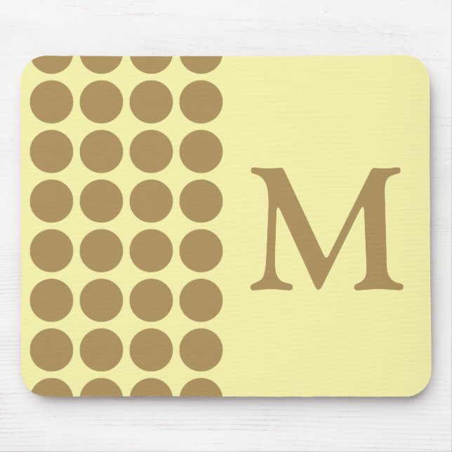 Tapis De Souris Points neutres en crème de teck avec monogramme (Devant)
