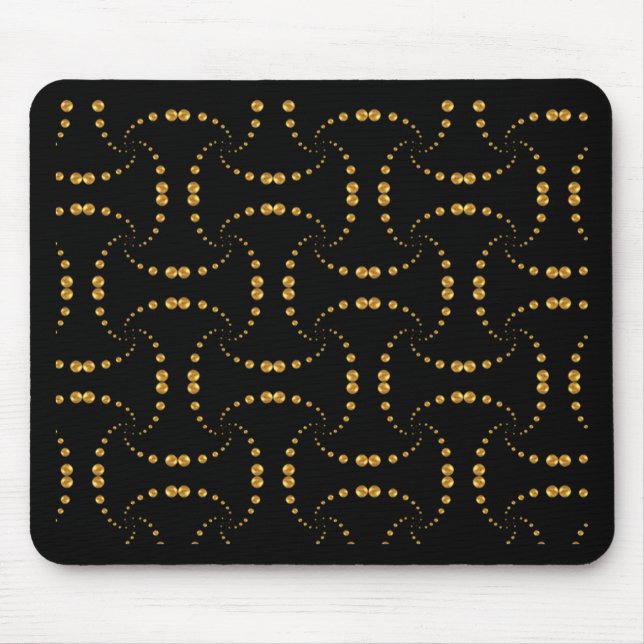 Tapis De Souris Points polka dorés sur fond noir (Devant)