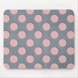 Tapis De Souris Points roses sur impression cuir gris