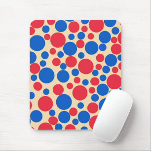 Tapis De Souris Points Rouge Et Bleu Sur Tan