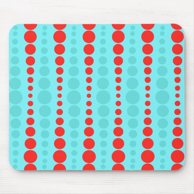 Tapis De Souris Points rouges et turquoise rétro Mousepad (Devant)