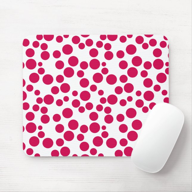 Tapis De Souris points rouges sur fond blanc (Avec souris)