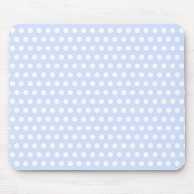 Tapis De Souris Pois blancs sur Baby Blue (Devant)