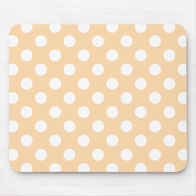 Tapis De Souris Pois blancs sur beige (Devant)