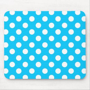 Tapis De Souris Pois blancs sur bleu électrique