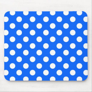 Tapis De Souris Pois blancs sur bleu royal