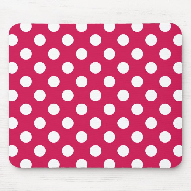 Tapis De Souris Pois blancs sur cerise (Devant)