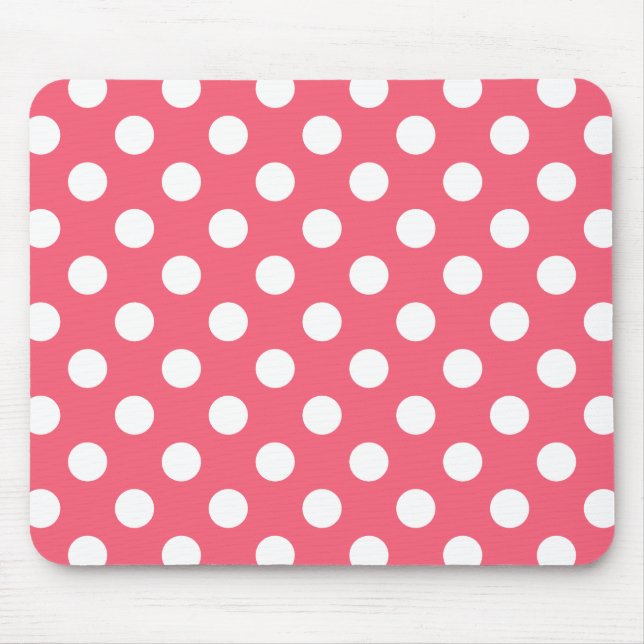 Tapis De Souris Pois blancs sur corail (Devant)