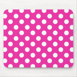 Tapis De Souris Pois blancs sur fuchsia