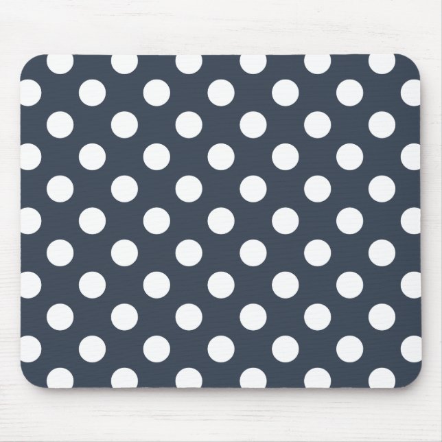 Tapis De Souris Pois blancs sur gris bleu (Devant)