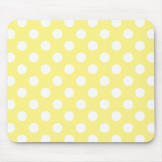 Tapis De Souris Pois blancs sur jaune citron (Devant)