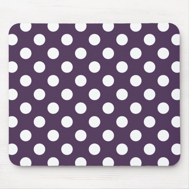 Tapis De Souris Pois blancs sur prune violette (Devant)