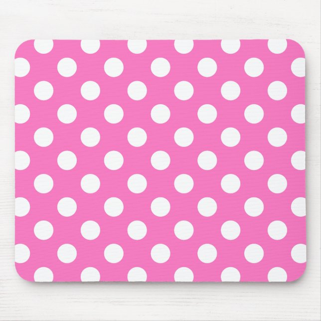 Tapis De Souris Pois blancs sur rose (Devant)