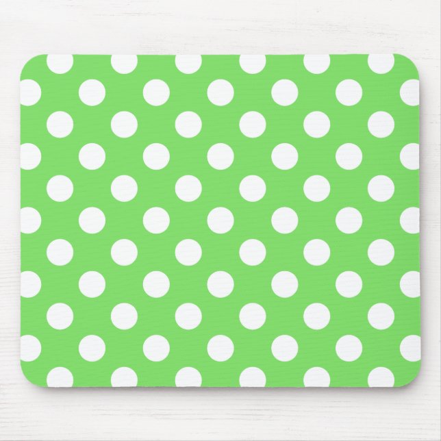 Tapis De Souris Pois blancs sur vert pomme (Devant)