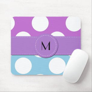 Tapis De Souris Pois Bleus, Pois Violets, Points, Monogramme