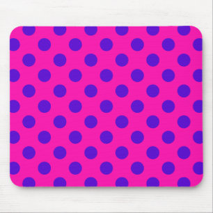 Tapis De Souris Pois bleus sur fuchsia