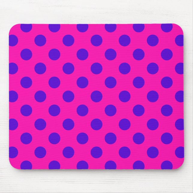 Tapis De Souris Pois bleus sur fuchsia (Devant)