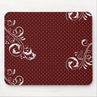 Tapis de souris pois burgundy avec motif floral bl