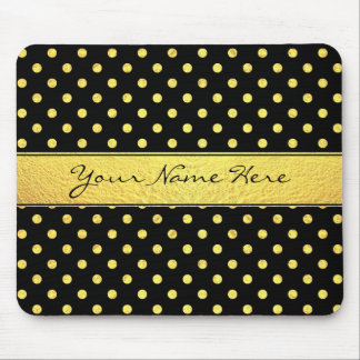 Tapis De Souris Pois chic élégant d'or de Faux sur le noir