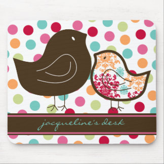 Tapis De Souris Pois coloré Mousepad de poussins de damassé de