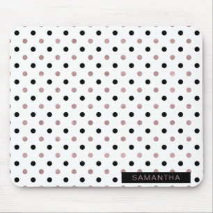 Tapis De Souris Pois d'or noir et Rose dans un Arrière - plan blan