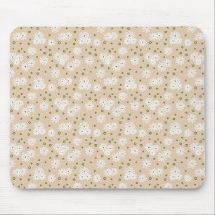 Tapis De Souris Pois et marguerites - Blanc, Sable et Palm Green
