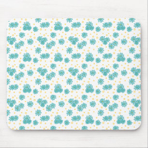 Tapis De Souris Pois et marguerites - Turquoise et Jaune