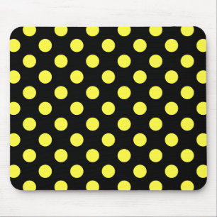 Tapis De Souris Pois jaunes sur fond noir