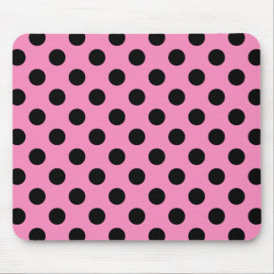 Tapis De Souris Pois noirs en rose
