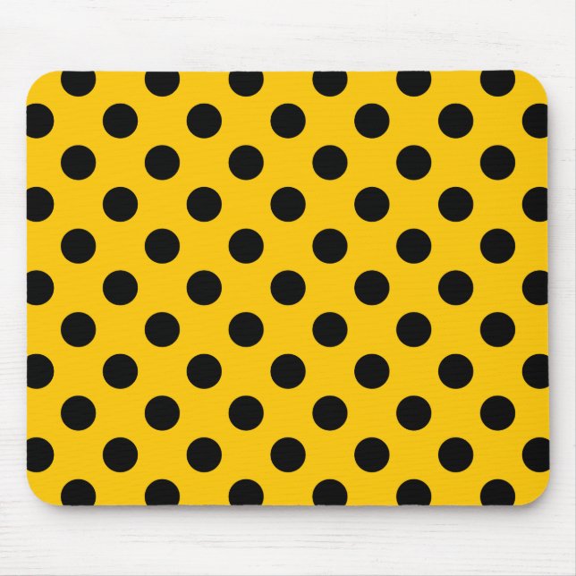 Tapis De Souris Pois noirs sur jaune (Devant)