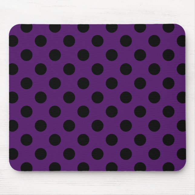 Tapis De Souris Pois noirs sur prune violette (Devant)