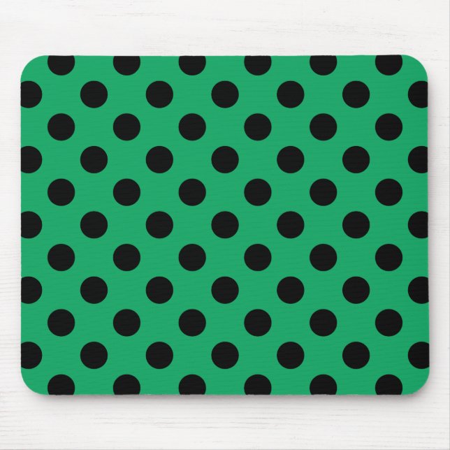 Tapis De Souris Pois noirs sur vert frais (Devant)
