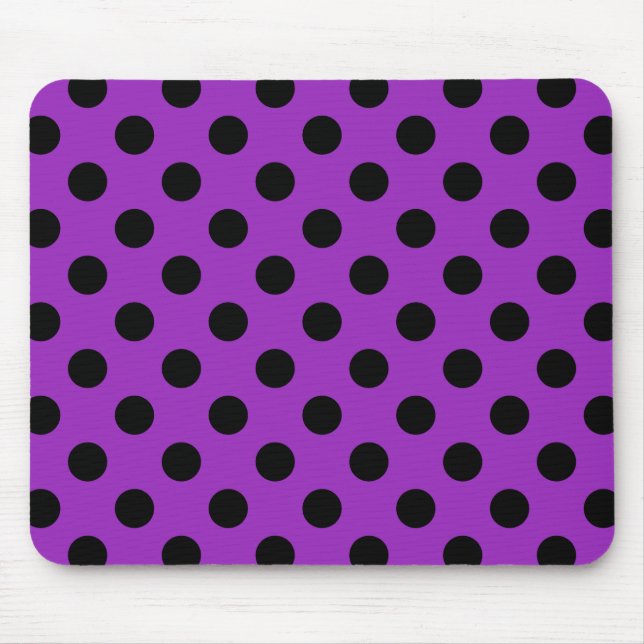 Tapis De Souris Pois noirs sur violet (Devant)