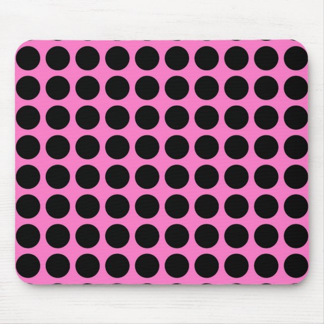 Tapis De Souris Pois rose et noir Mousepad (Devant)