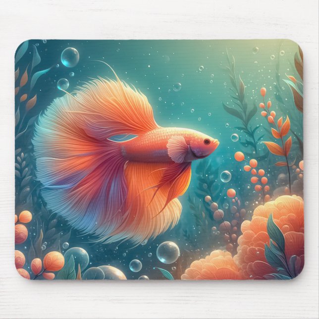 Tapis De Souris Poisson Bétta orange vibre (Devant)