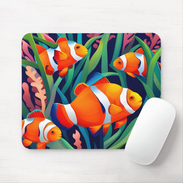 Tapis De Souris Poisson Clown Dans Les Algues (Avec souris)
