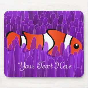 Tapis De Souris Poisson clown mignon et belle anémone de mer viole