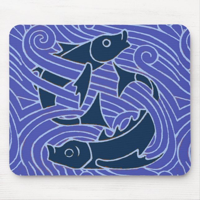 Tapis De Souris Poisson Gras Baignade Océan Bleu Pêche (Devant)