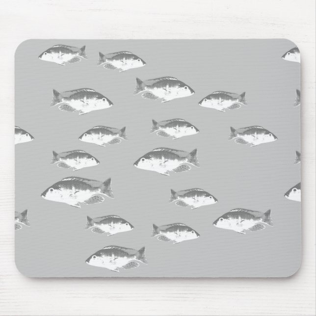 Tapis De Souris Poisson gris monochrome (Devant)