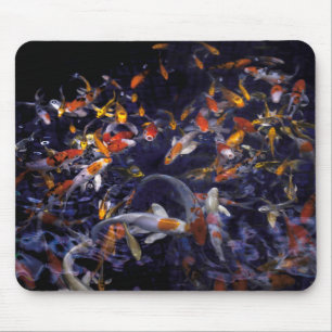 TAPIS DE SOURIS POISSON KOI EN FLEURS