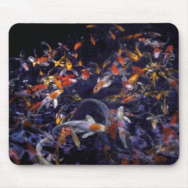 TAPIS DE SOURIS POISSON KOI EN FLEURS (Devant)