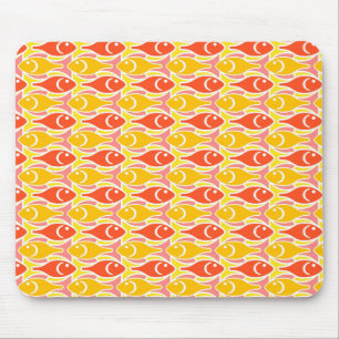 Tapis De Souris Poisson moderne du milieu du siècle, mandarine ora